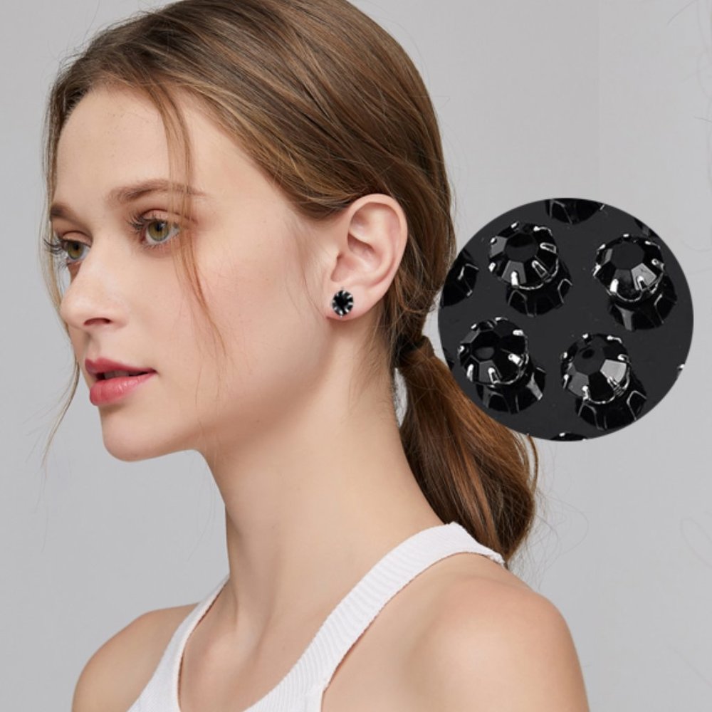 Hypoallergenic 8MM Black 925. Silver Plug Piercing Stud Earrings Stainless Steel